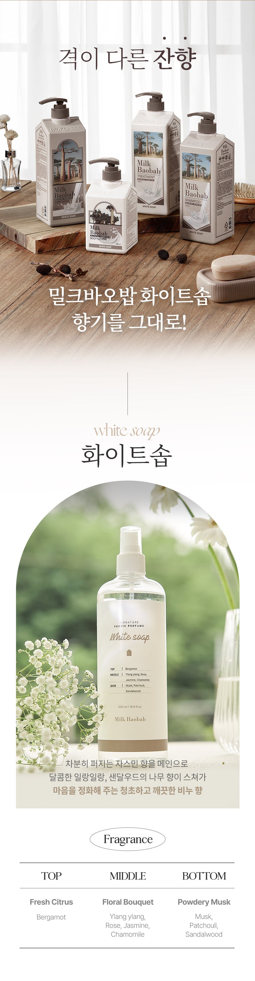 Milk Baobab Signature Fabric Freshener White Soap 500mL