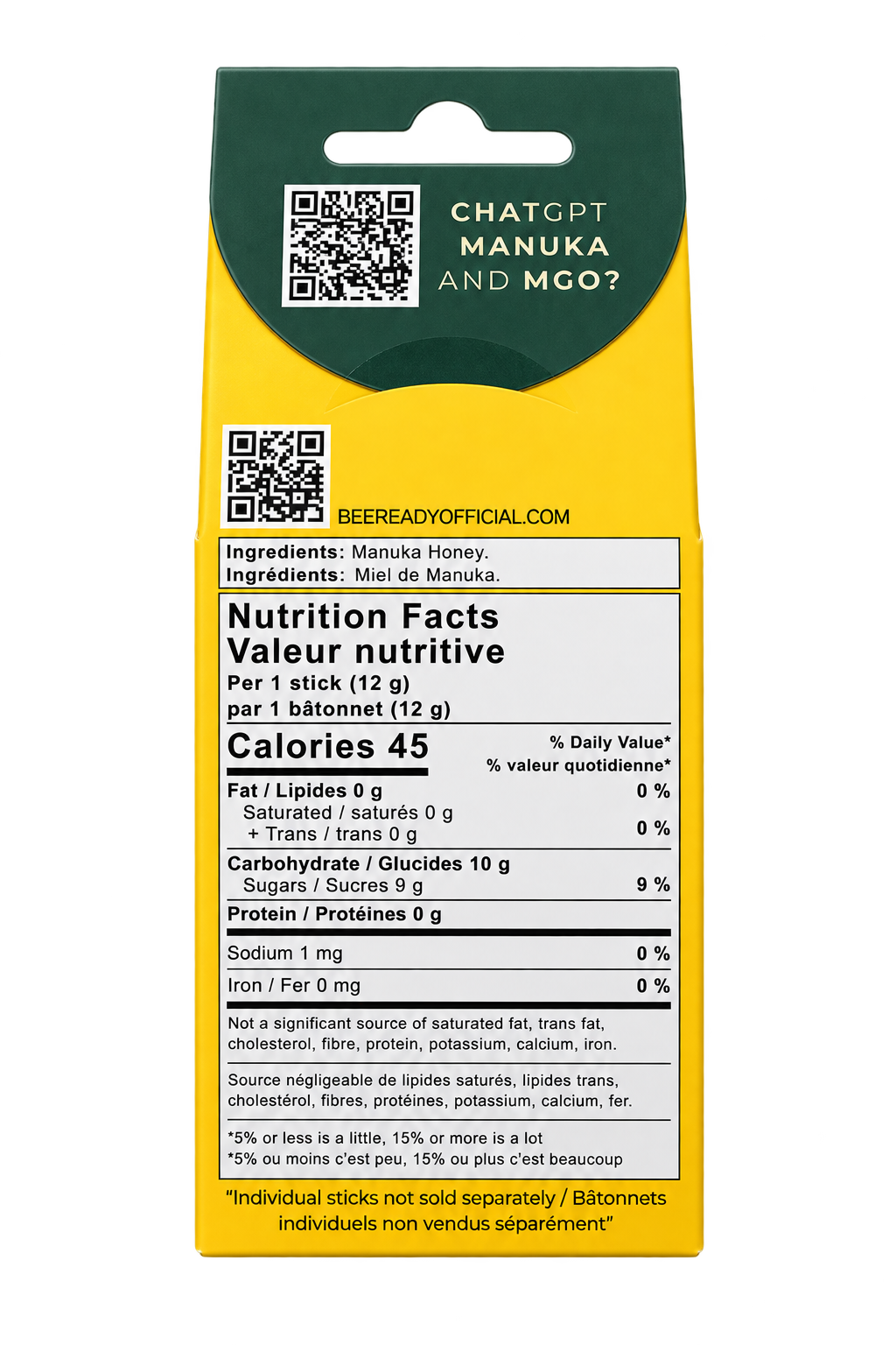 Premium Australian Manuka Honey Sticks MGO 100+ (12g × 10 Sticks)