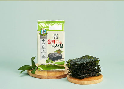 Sung Gyung Olive & Green tea Seasoned Sliced laver 4g*16