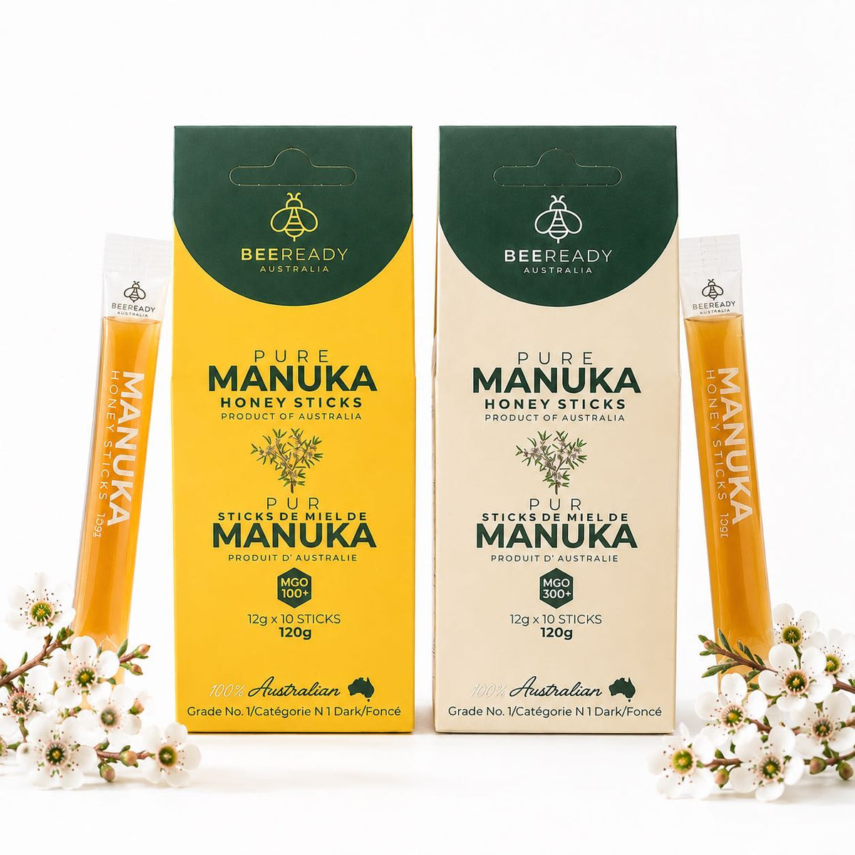 Premium Australian Manuka Honey Sticks  MGO 100+ (12g × 10 Sticks)